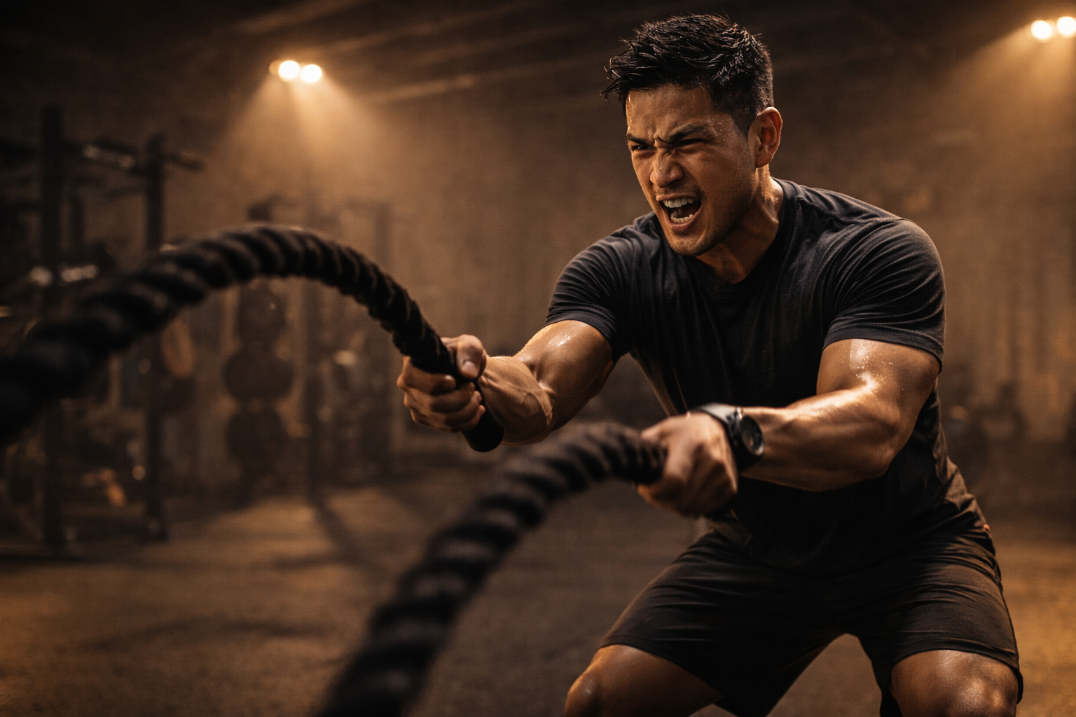 Man training with intensity - natural testosterone boosting workouts